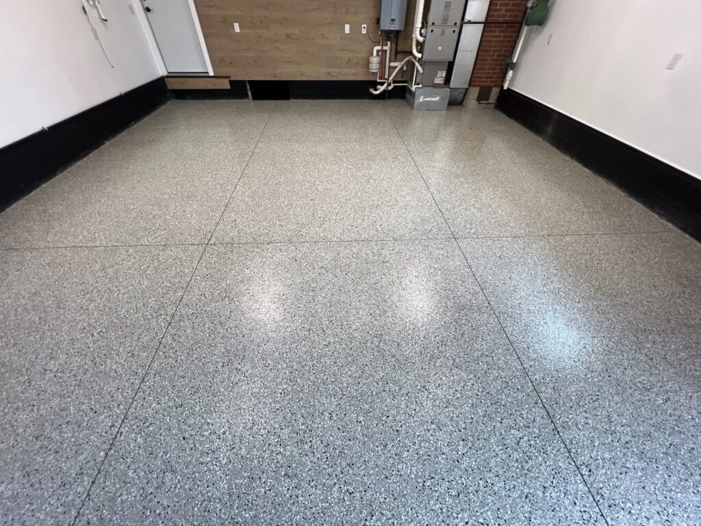 gray flake polyurea garage coating in port huron
