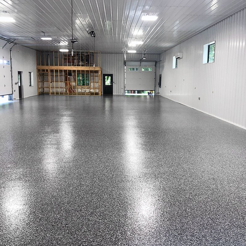 Pole barn polyaspartic floor coating in Fort Gratiot
